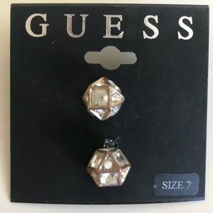 NEW W/ TAGS Guess hexagon gold & diamond earringa